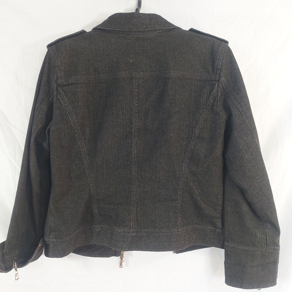 Spanner Black Denim Zippered Jean Jacket, Size 12 - Picture 10 of 11